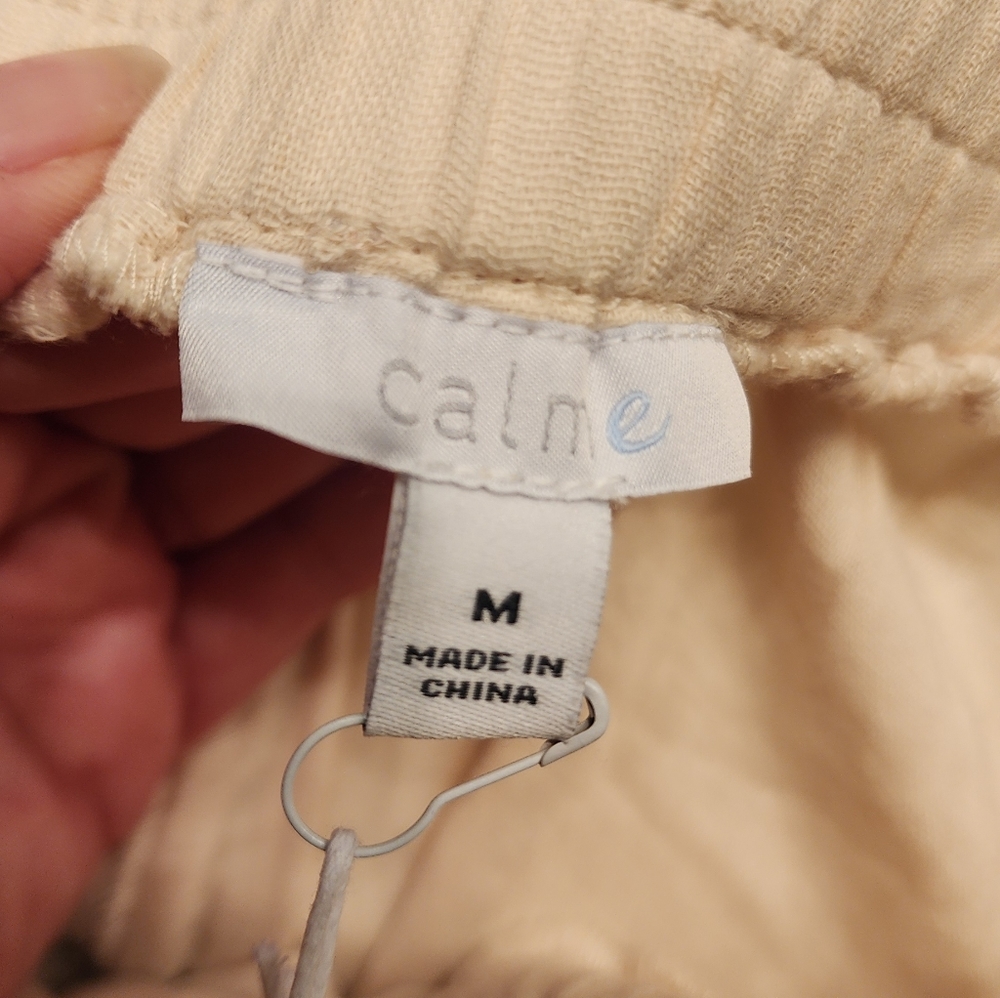 CALME by Johnny Was cropped drawstring pull-on cotton pants size M - Picture 6 of 8